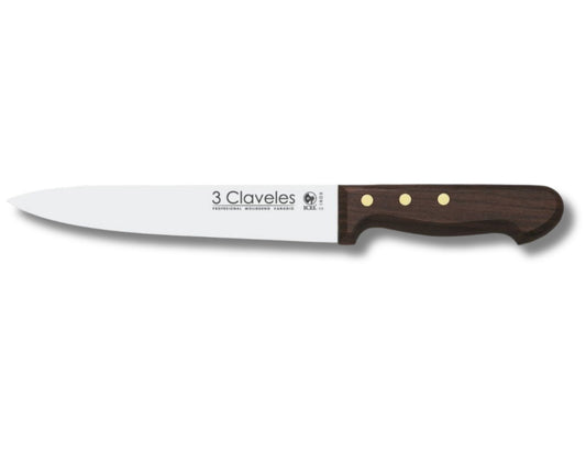 Cuchillo tres claveles # 1056 inoxidable mango madera 18cms cocinero