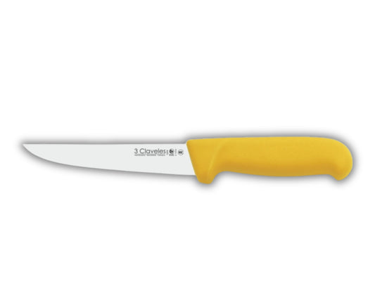 Cuchillo tres claveles amarillo 15 cms carnicero