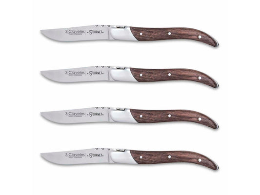 Cuchillo Tres claveles chuleteros gourmet cms. Juego de 4 piezas.