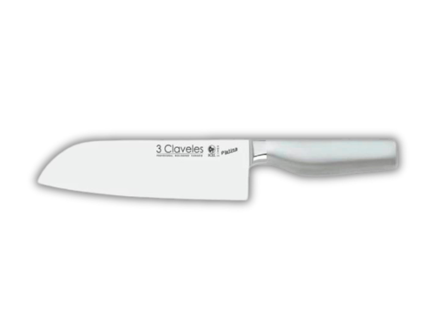 Cuchillo Tres claveles # 1626 inoxidable forjado platina Santoku 18 cms